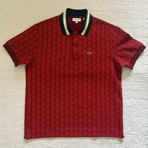 Lacoste Men's Short Sleeve Allover Monogram Polo Shirt “New” size XL Top collar